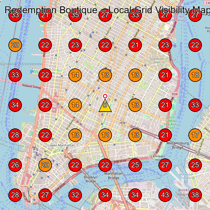 Redemption Boutique GeoGrid visibility map for Negozio Di Abbigliamento in New York